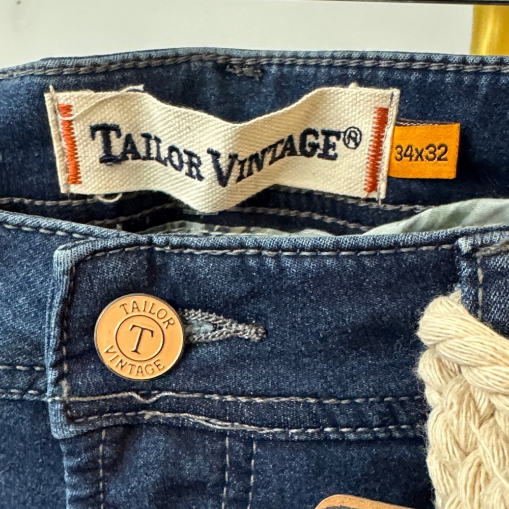 Tailor Vintage Men’s Slim Jeans in Dark Blue Wash NWT 34/32 - Picture 2 of 15